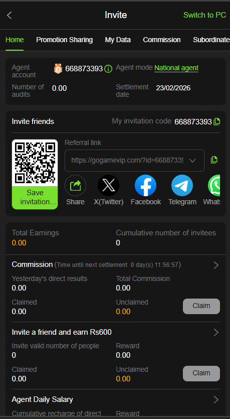 pk365 refferal system screenshot